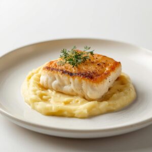Lombo de Pescada com Puré de Batata