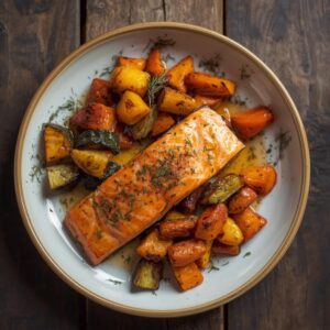 Salmão no Forno com Legumes Assados