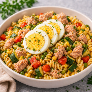 Massa de Atum com Legumes e Ovo Cozido