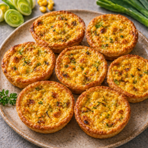 Mini Quiches de Milho e Alho-Francês Caramelizado