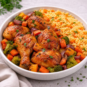 Frango no Forno com Arroz de Cenoura