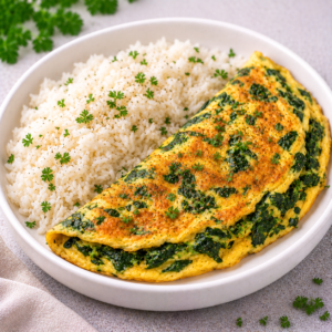 Omelete de Espinafres com Arroz