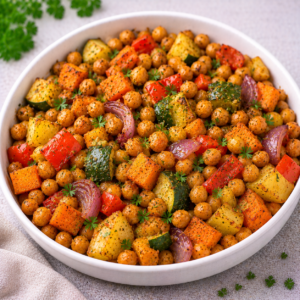 Grão-de-Bico com Legumes no Forno