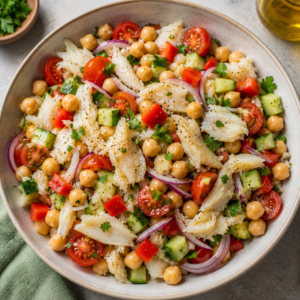 Salada de Bacalhau com Grão e Legumes