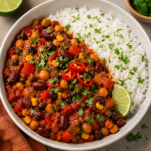 Chili Vegetariano com Arroz