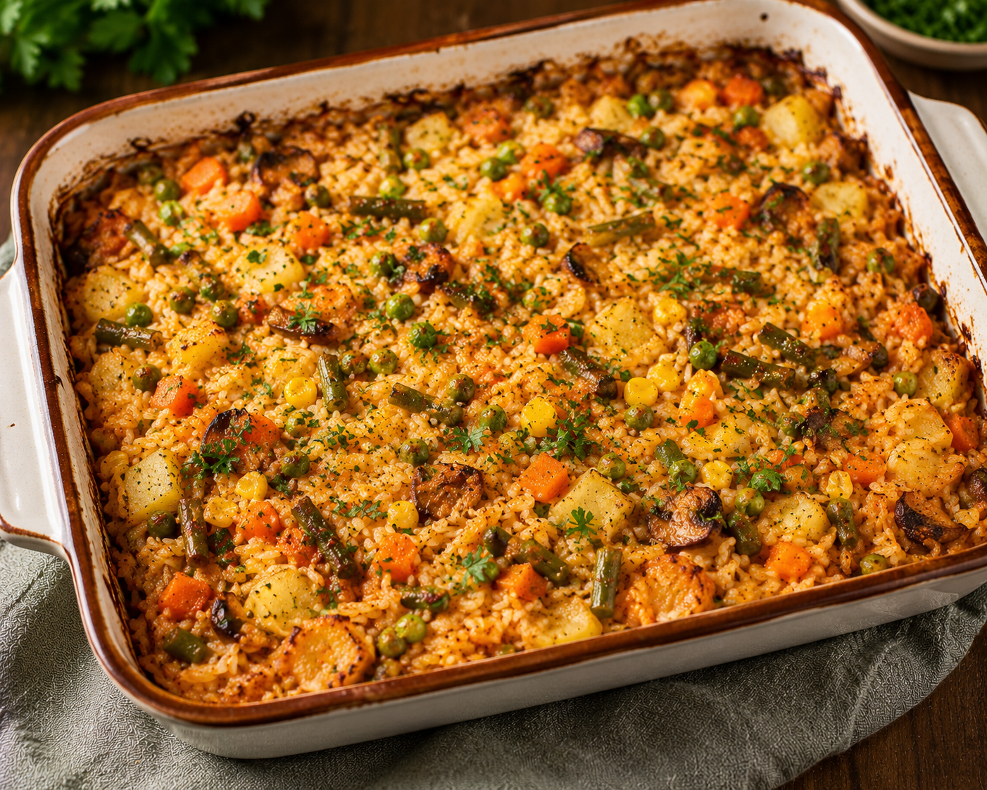 Arroz Campestre Vegetariano no Forno
