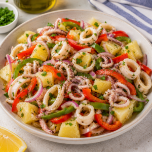 Salada Fria de Lulas com Batata e Pimentos