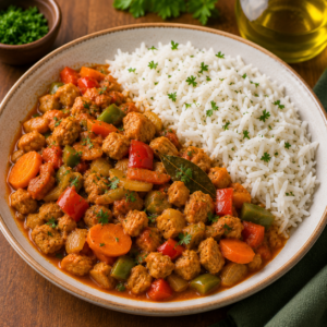Soja Guisada com Arroz Basmati